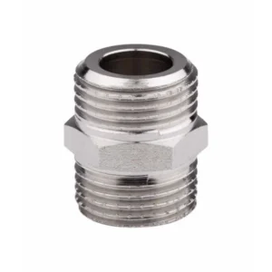 Ніпель латунний 3/8″ (зовнішня/зовнішня, нікель)