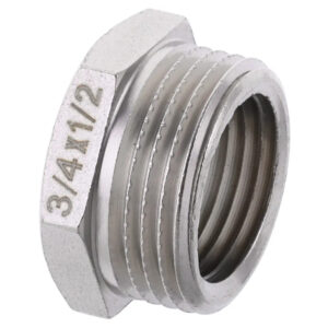 Футорка латунна 1/2″ × 3/4″ (внутрішня/зовнішня, нікель)