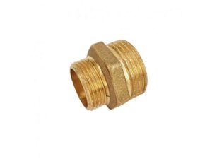 Ніпель перехідний латунний 1/2″ Н × 3/4″ Н (зовнішня/зовнішня)
