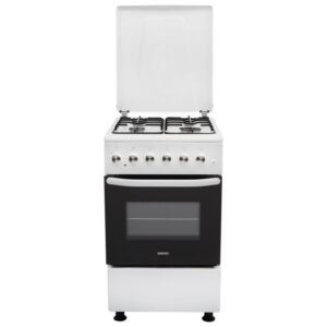 Плита комбінована ELEYUS COMBO 5007 EF WH 50 см, решітка емаль, кришка металева, біла (комбінована плита ELEYUS)