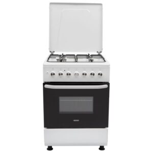 Плита комбінована ELEYUS COMBO 6007 EF WH 60 см, решітка емаль, кришка металева, біла (комбінована плита ELEYUS)