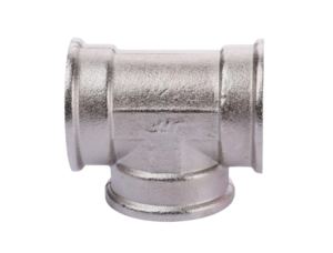 Трійник латунний 1/2″ ВВВ (внутрішня/внутрішня/внутрішня, нікель)